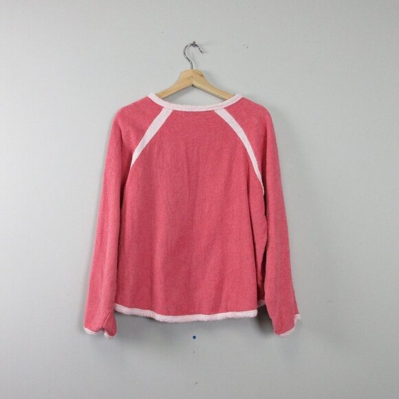 Pomander Place Women's Terry Cloth Top Sweatshirt S Pink Casual Preppy Chic 370 - Picture 2 of 8